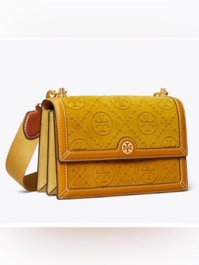 Tory Burch Small T Monogram Suede Embossed Shoulder Bag